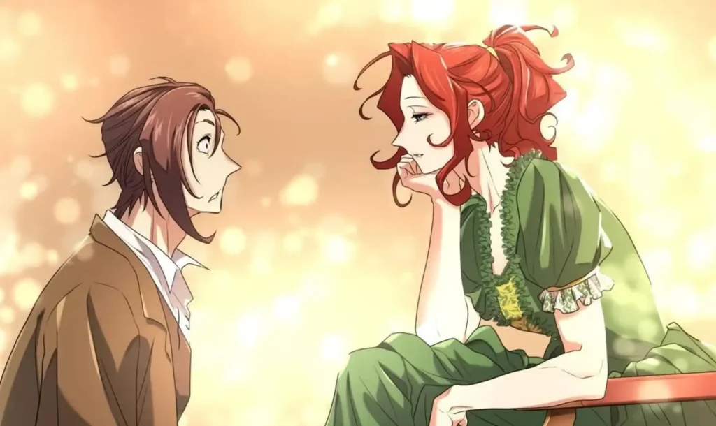 Character illustration from The Greatest Estate Developer manhwa, highlighting Lloyd Frontera's and the queen together.