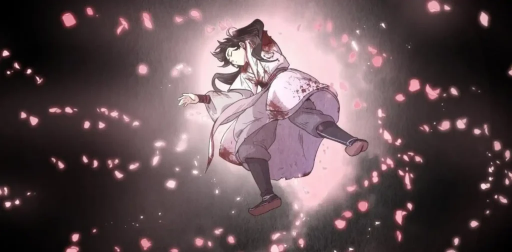 Character illustration from The Return of the Mount Hua Sect manhwa, highlighting Cheongmyeong.